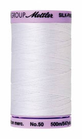 Mettler Silk-Finish 50wt Solid Cotton Thread 547yd/500M White
