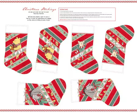 Christmas at Pooh Corner - Stocking Panel - Red/Green - 9114PS-86