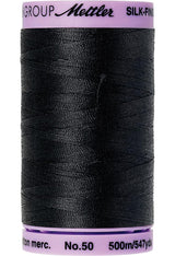 Mettler Silk-Finish - Black - 50wt Solid Cotton Thread 547yd/500m