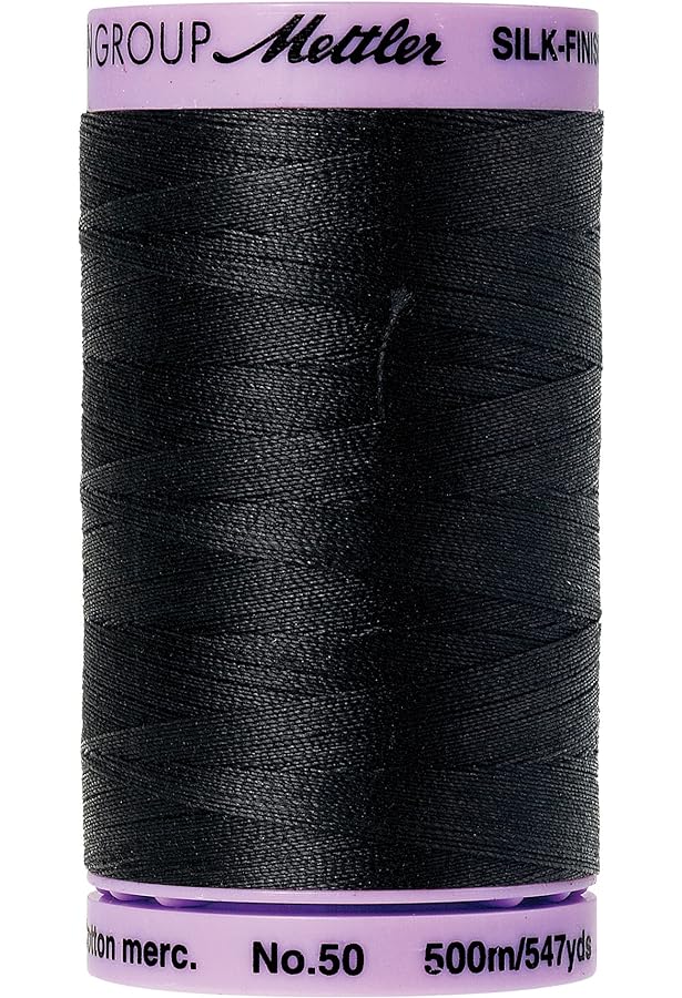 Mettler Silk-Finish 50wt Solid Cotton Thread 547yd/500M Black