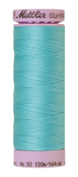 Mettler Silk-finish 50wt Solid Cotton Thread 164yd/150m Blue Curacao