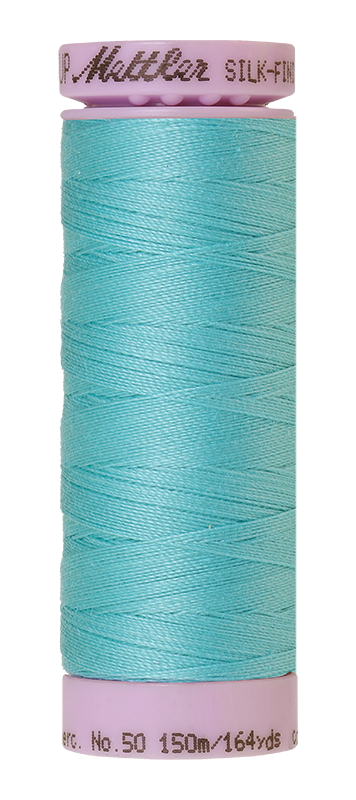 Mettler Silk-finish 50wt Solid Cotton Thread 164yd/150m Blue Curacao