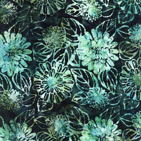 Timeless Treasures Tonga Batik - Spruce Large Dahlias Batik - B1649-SPRUCE