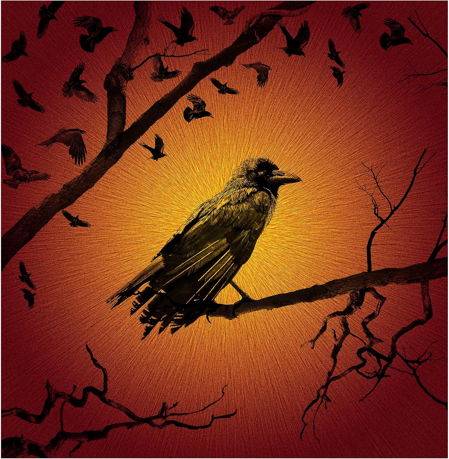 Hoffman Digital Haunted Halloween 44" Raven Panel Flame