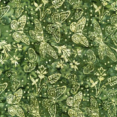 Timeless Treasures Tonga Batik - Leaf Butterflies And Milkweed Plants - B2308-LEAF