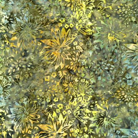 Timeless Treasures Tonga Batik - Olive Wildflowers - B4363-OLIVE