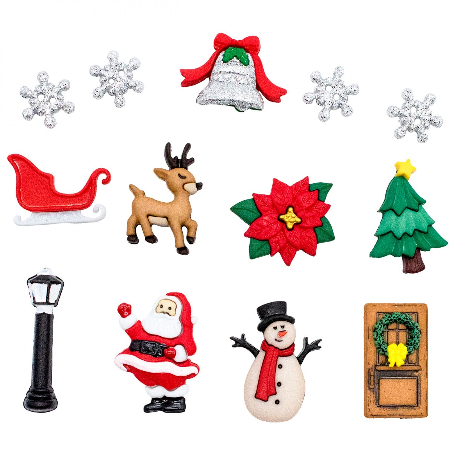 Christmas Village Buttons - 13 pcs