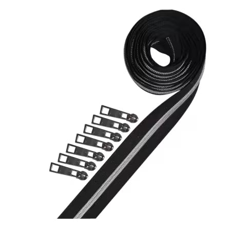 Black Metallic Zipper Tape and Zipper Pulls