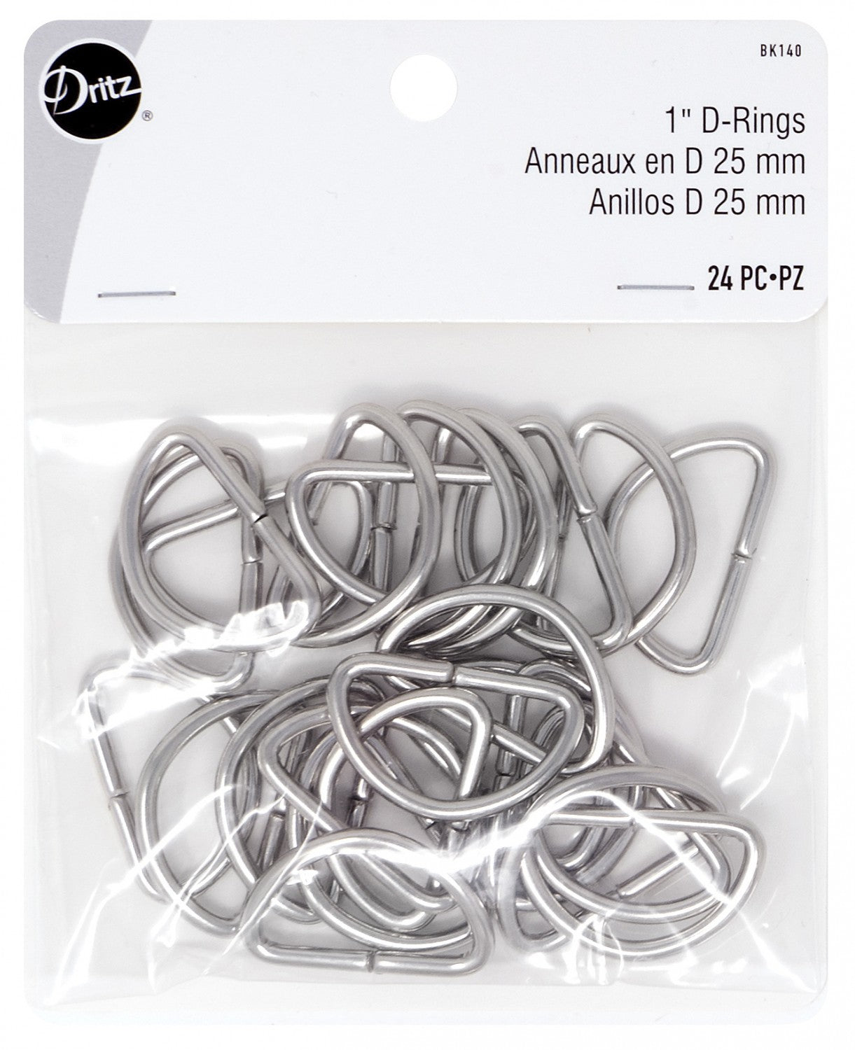 Dritz 1" (25mm) Metal D-Ring - Nickel 24 pc