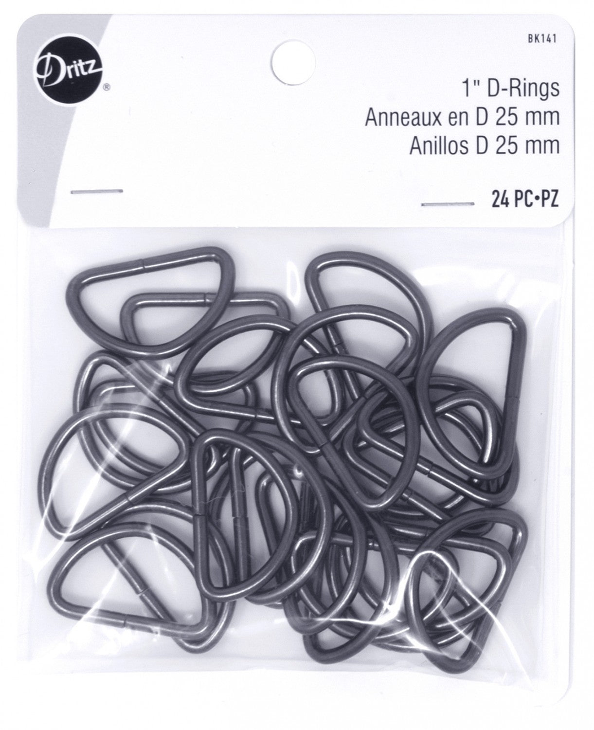 Dritz 1" (25mm) Metal D-Ring - Nickel 24 pc