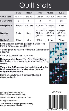 Formation Quilt Pattern