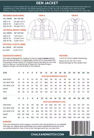 Chalk and Notch Den Jacket Printed Pattern