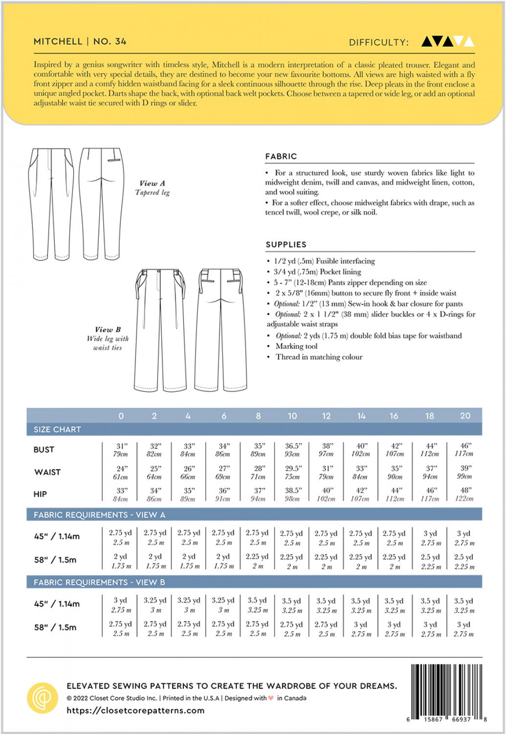 Mitchell Trousers by Closet Core Patterns