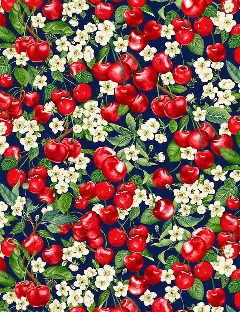 Timeless Treasures- Cherries - CHERRY-CD1544-NAVY