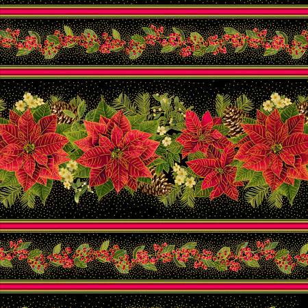 Timeless Treasures- Poinsetta Border- HOLIDAY-CM8511