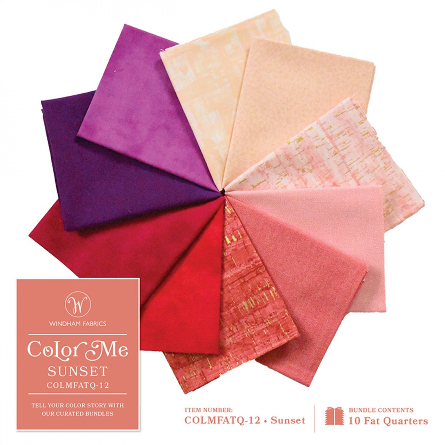 Color Me Fat Quarter Bundle, 10pcs - Sunset