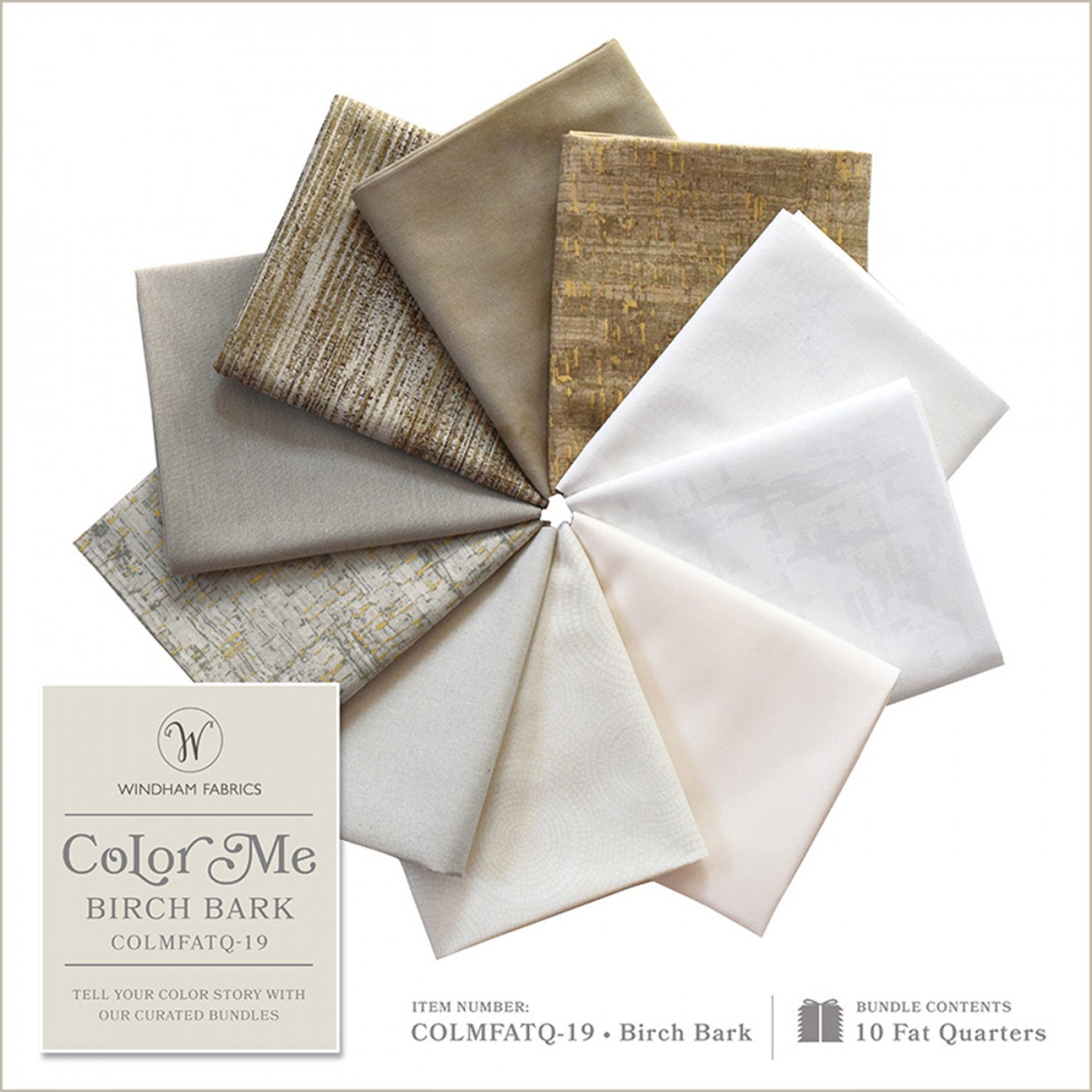 Color Me Grounded Fat Quarter Bundle, 10pcs - Birch Bark