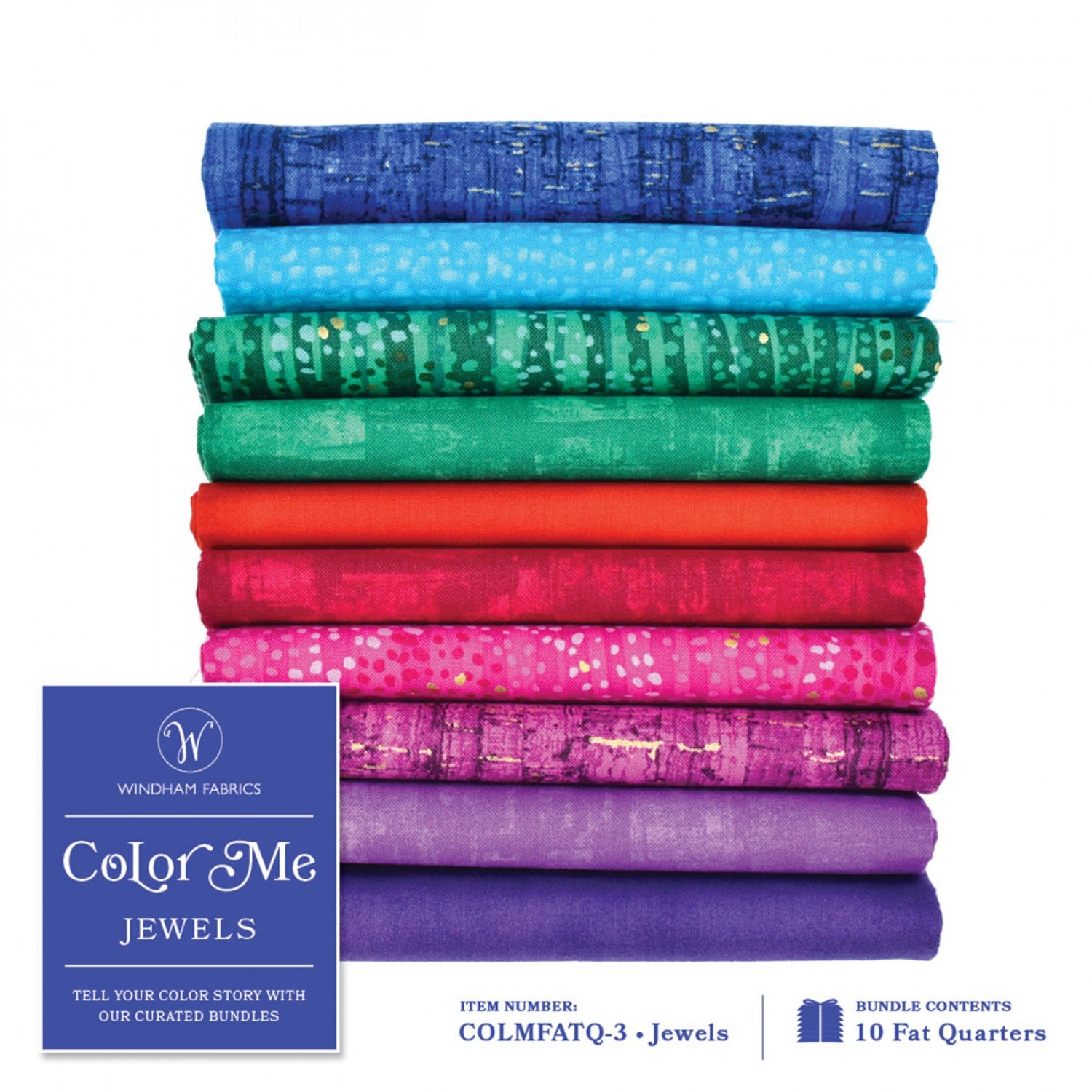 Color Me Fat Quarter Bundle, 10pcs - Jewels