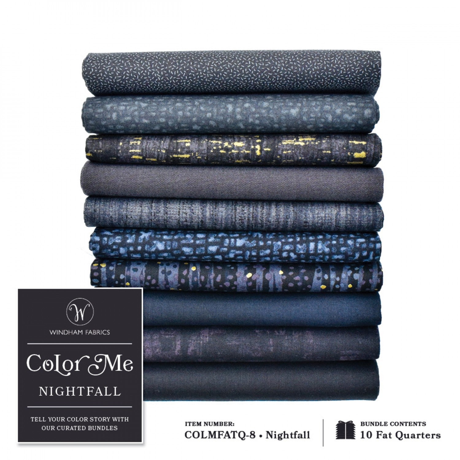 Color Me Fat Quarter Bundle, 10pcs - Nightfall