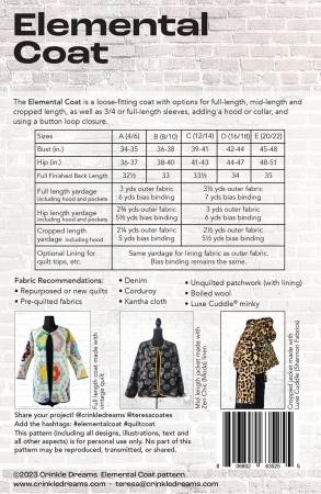 Crinkle Dreams Elemental Coat Sewing Pattern