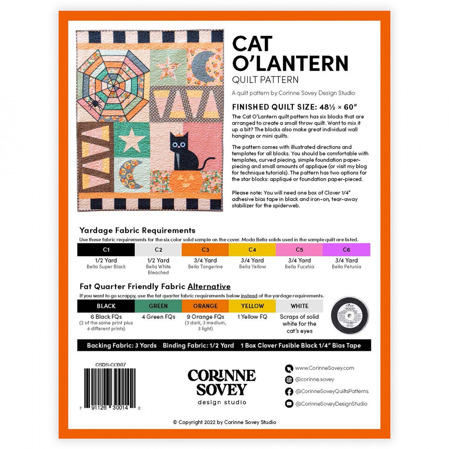 Cat O'Lantern Quilt Pattern