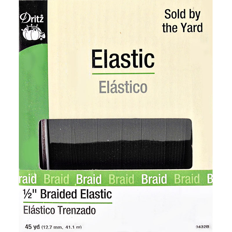 Black Braided Elastic 1/2in