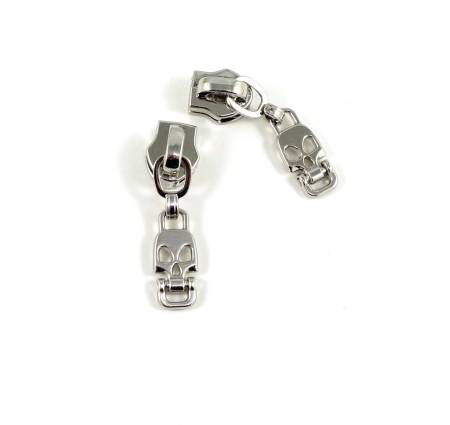 Skull Zipper Pull #5 Silver