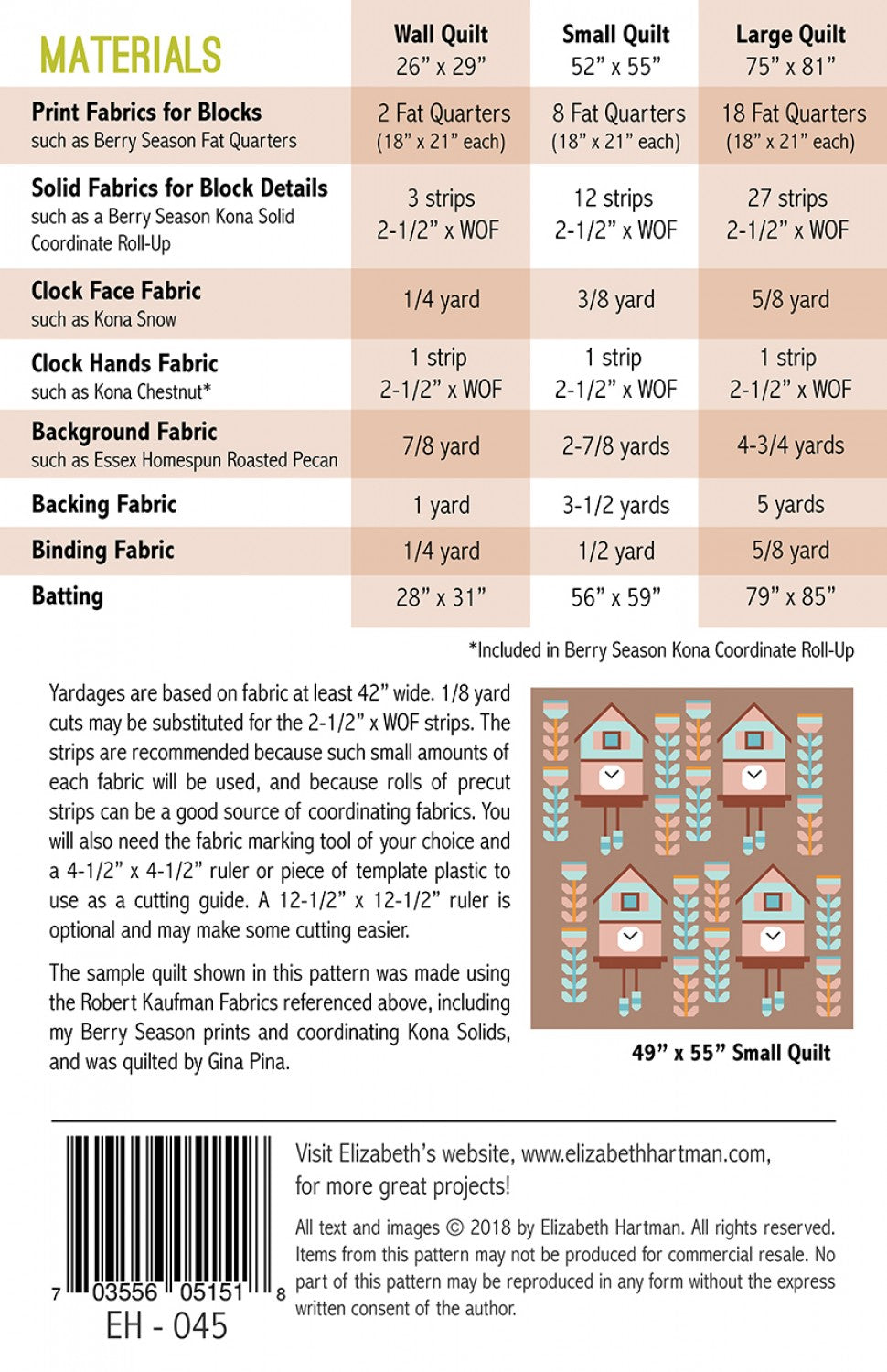 Cuckoo Quilt Pattern by Elizabeth Hartman