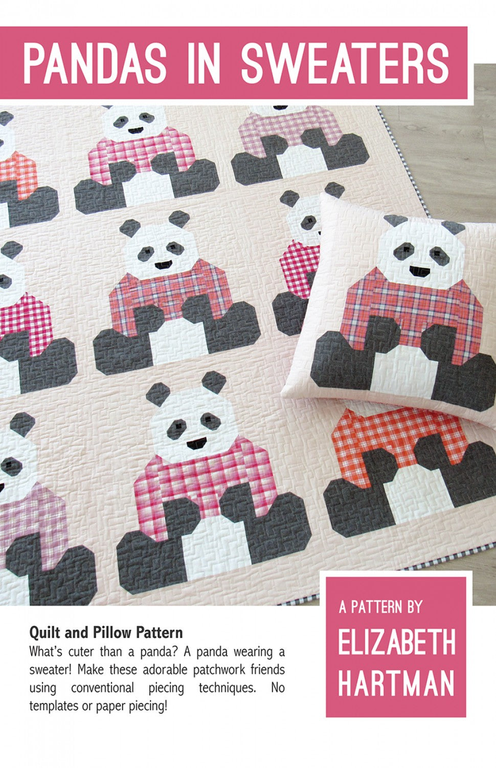 Pandas in Sweaters Quilt Pattern by Elizabeth Hartman