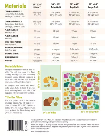Capybara Club - Quilt Pattern by Elizabeth Hartman