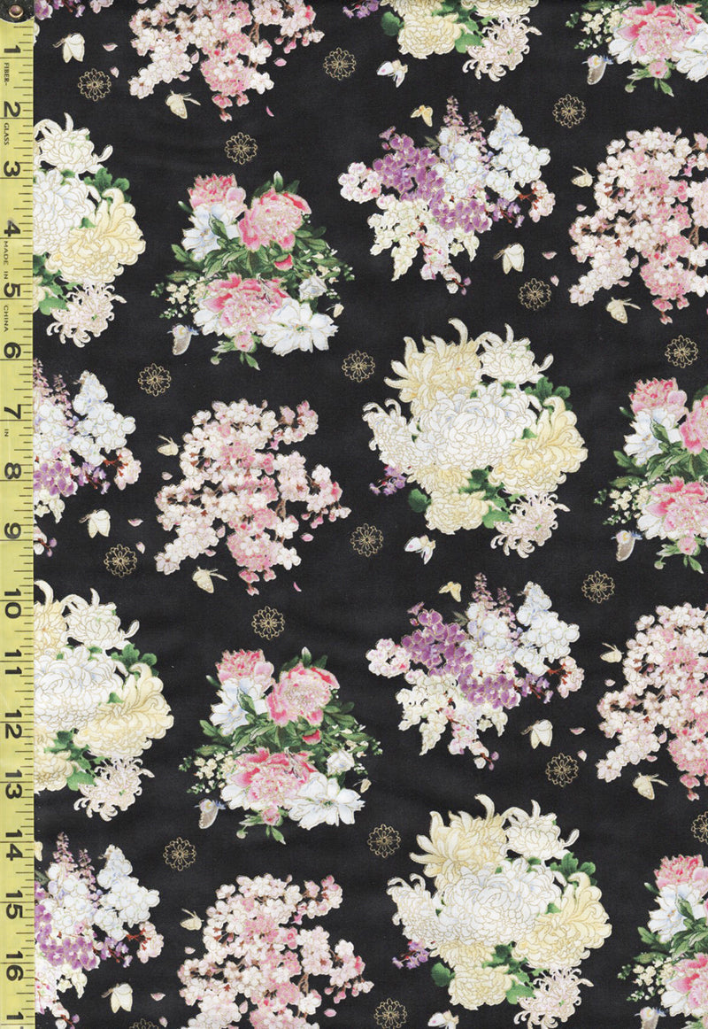Geiko Collection - Floating Floral Bouquets - M3407 BLK
