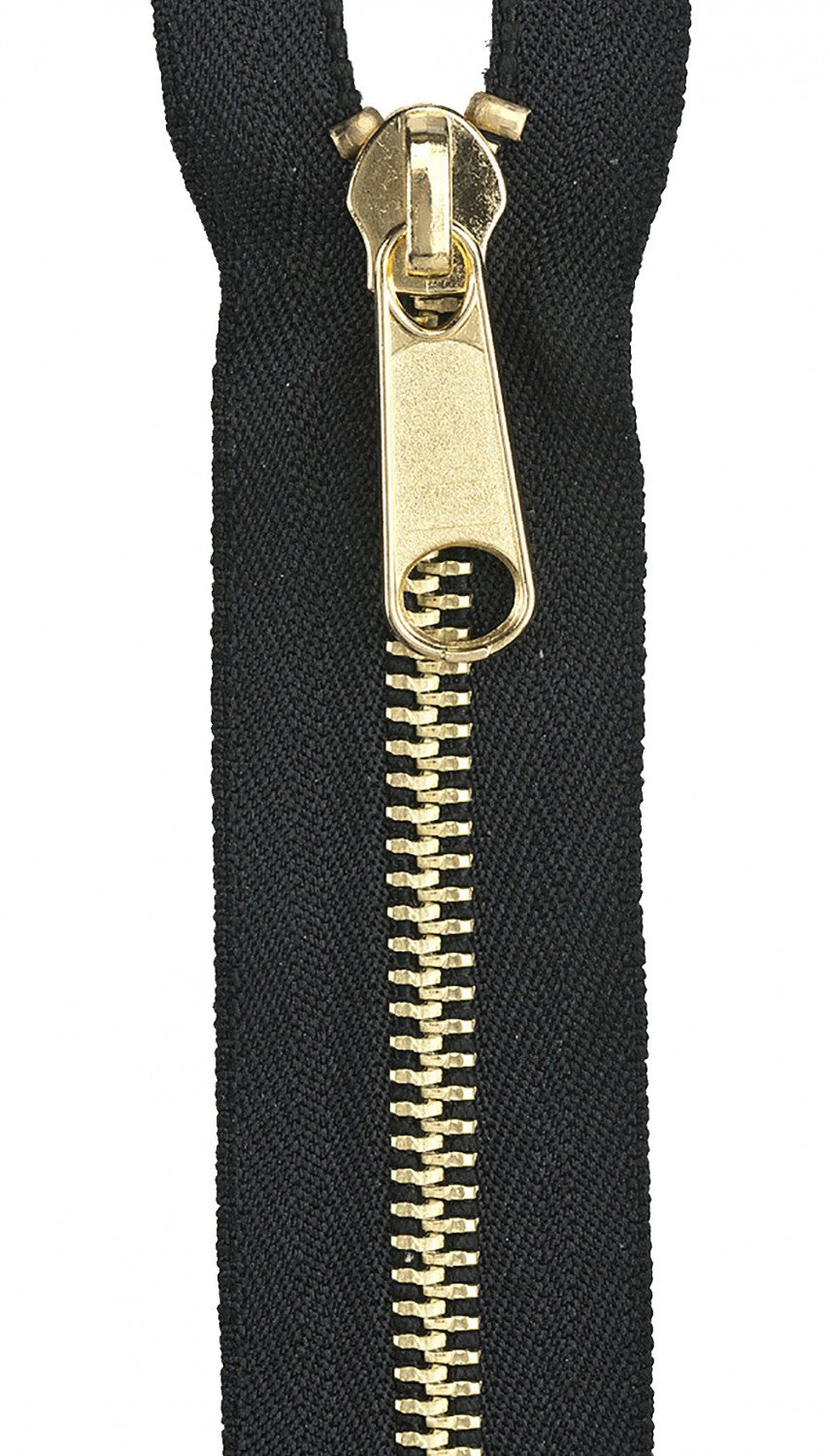 Brass Reversible Separating Jacket Zipper 22in Black
