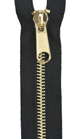 22in Black Brass Reversible Separating Jacket Zipper