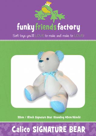 Signature Bear Calico Teddy Bear Pattern by Funky Friends Factory