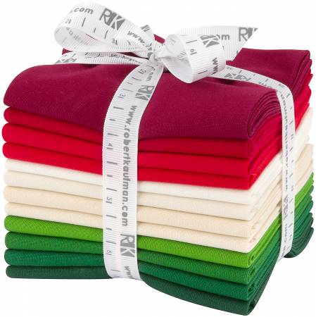 Fat Quarter Kona Cotton Christmas Holiday Palette, 12pcs