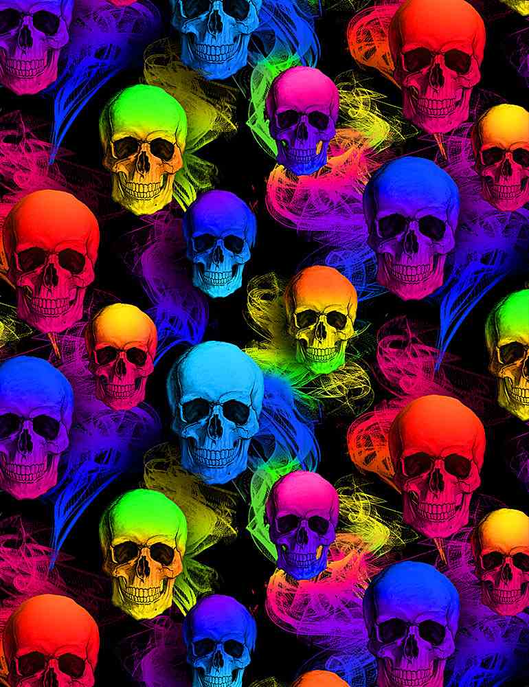 Rainbow Skull Smoke by Timeless Treasures