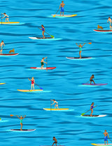 Timeless Treasures - Summer Sports - People Paddle Boarding - C8773-Blue