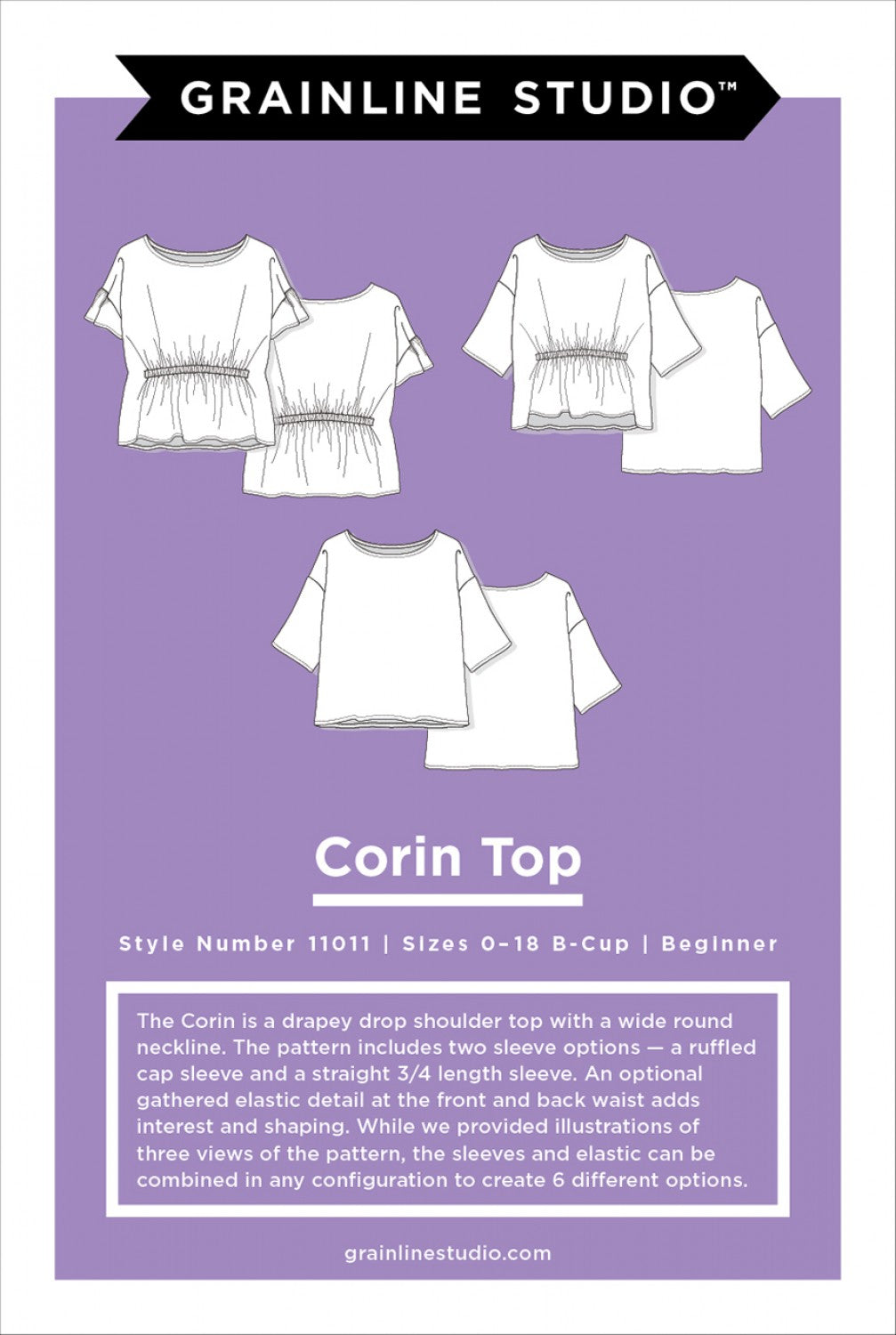 Corin Top by Grainline Studio - Sizes 0 - 18 B Cup