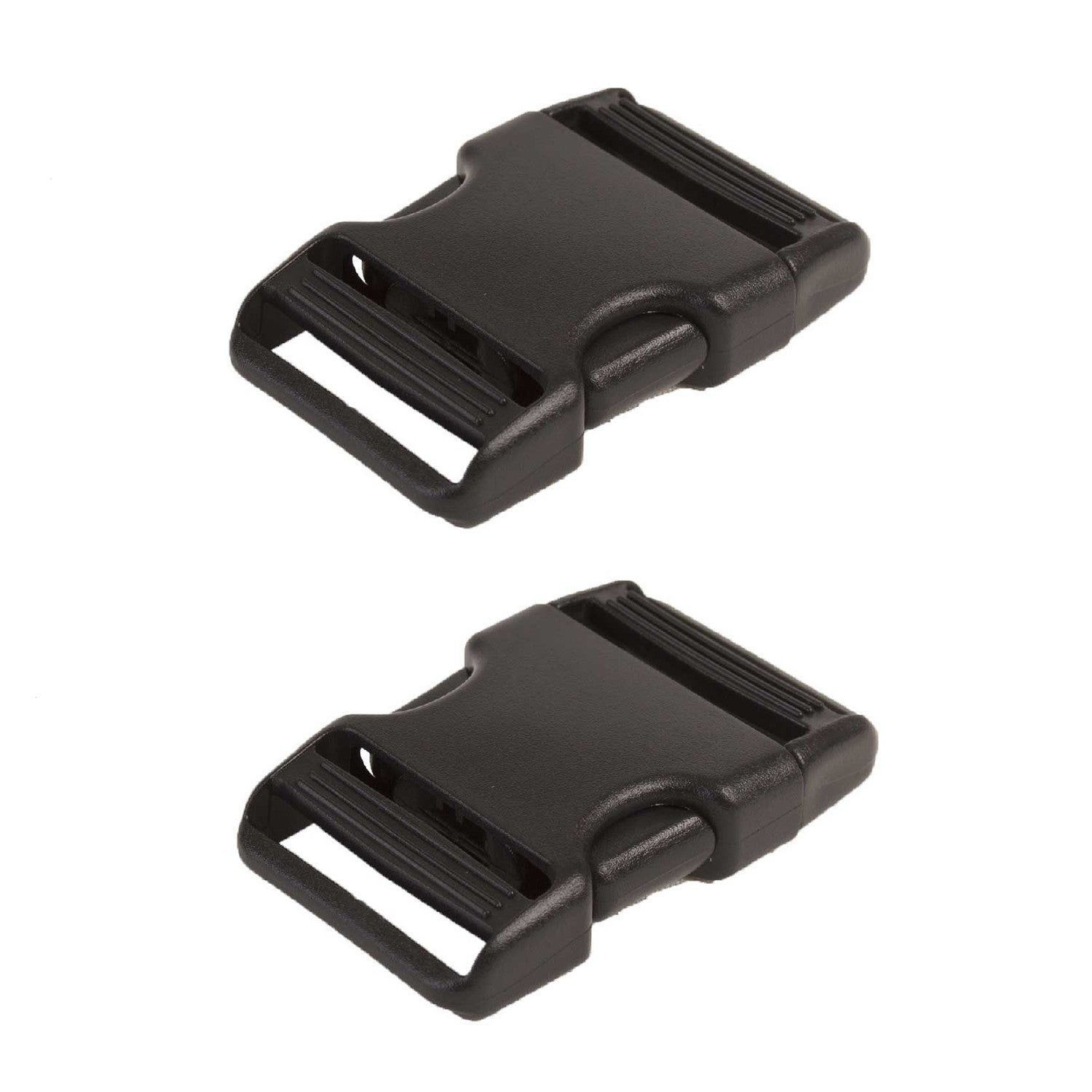 Side-Release Buckle 1in Black Plastic 2pk