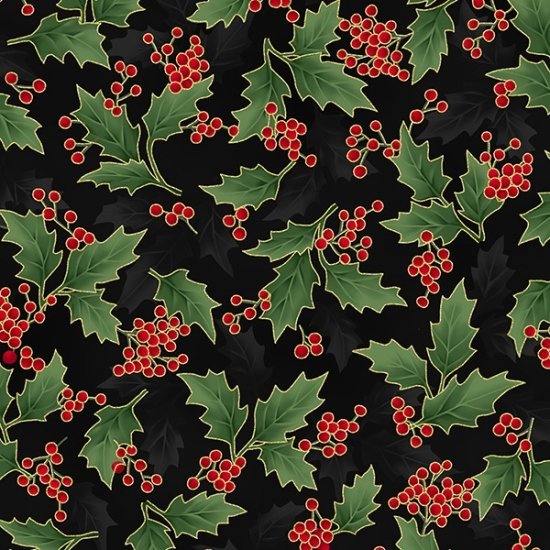 Holiday Elegance - Black Gold Holly