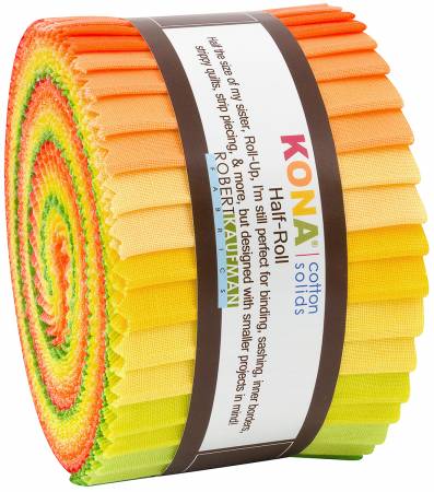 Robert Kaufman 2.5in Strips Kona Cotton Citrus Fruit Palette, (MINI  24pcJelly Roll)