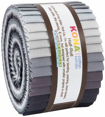 Robert Kaufman 2.5in Strips Kona Cotton Stormy Skies Palette, (MINI  24pcJelly Roll)