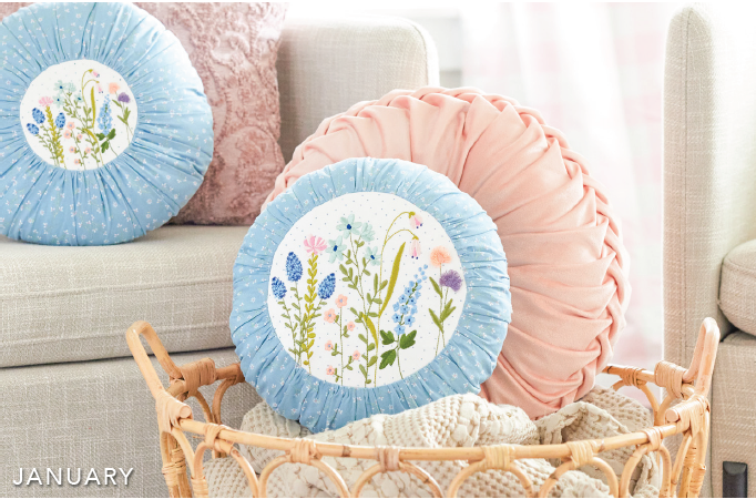 Kimberbell Digital Dealer Exclusives 2024: HELLO SPRING – Round Pillow - January