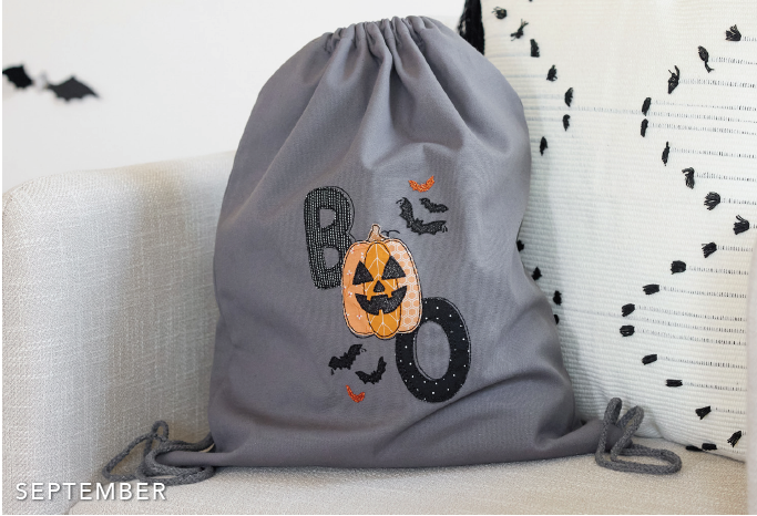 Kimberbell Digital Dealer Exclusives 2024: FAB-BOO-LOUS – Canvas Backpack - September