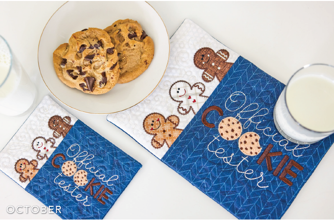 Kimberbell Digital Dealer Exclusives 2024: OFFICIAL COOKIE TESTER – Mug Rug - October