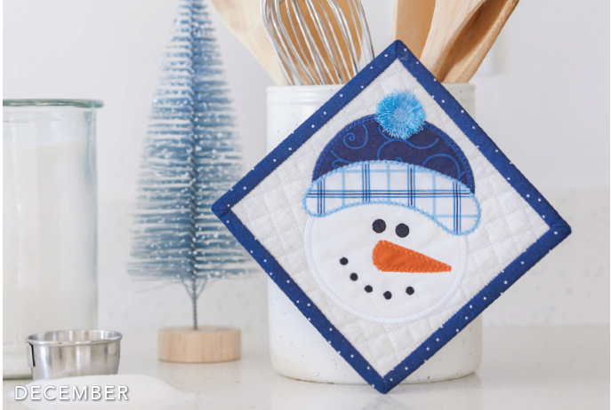 Kimberbell Digital Dealer Exclusives 2024: IT'S SNOW TIME – Decorative Hot Pad - December