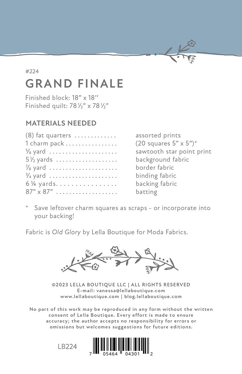 Lella Boutique - Grand Finale Quilt Pattern - LB224