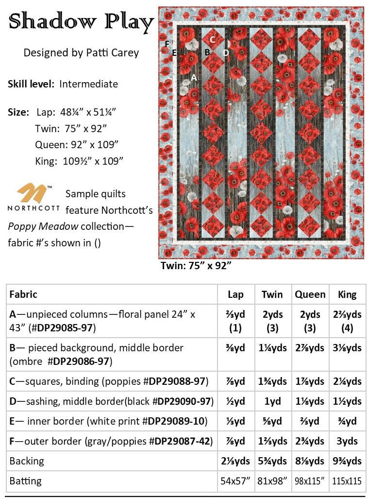 Shadow Play - Poppy Meadow Quilt Pattern