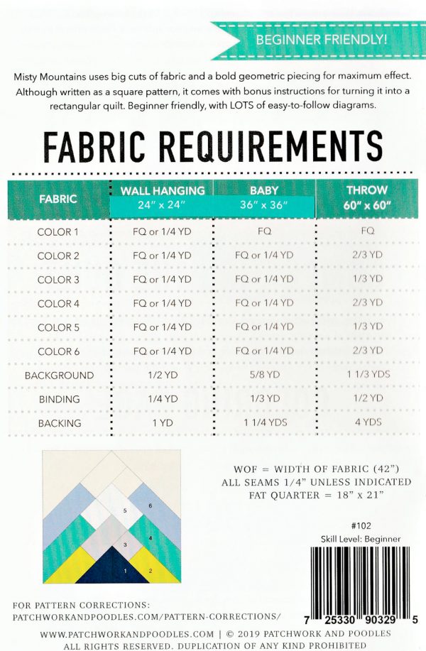 Misty Mountains Quilt Pattern - PNP-102