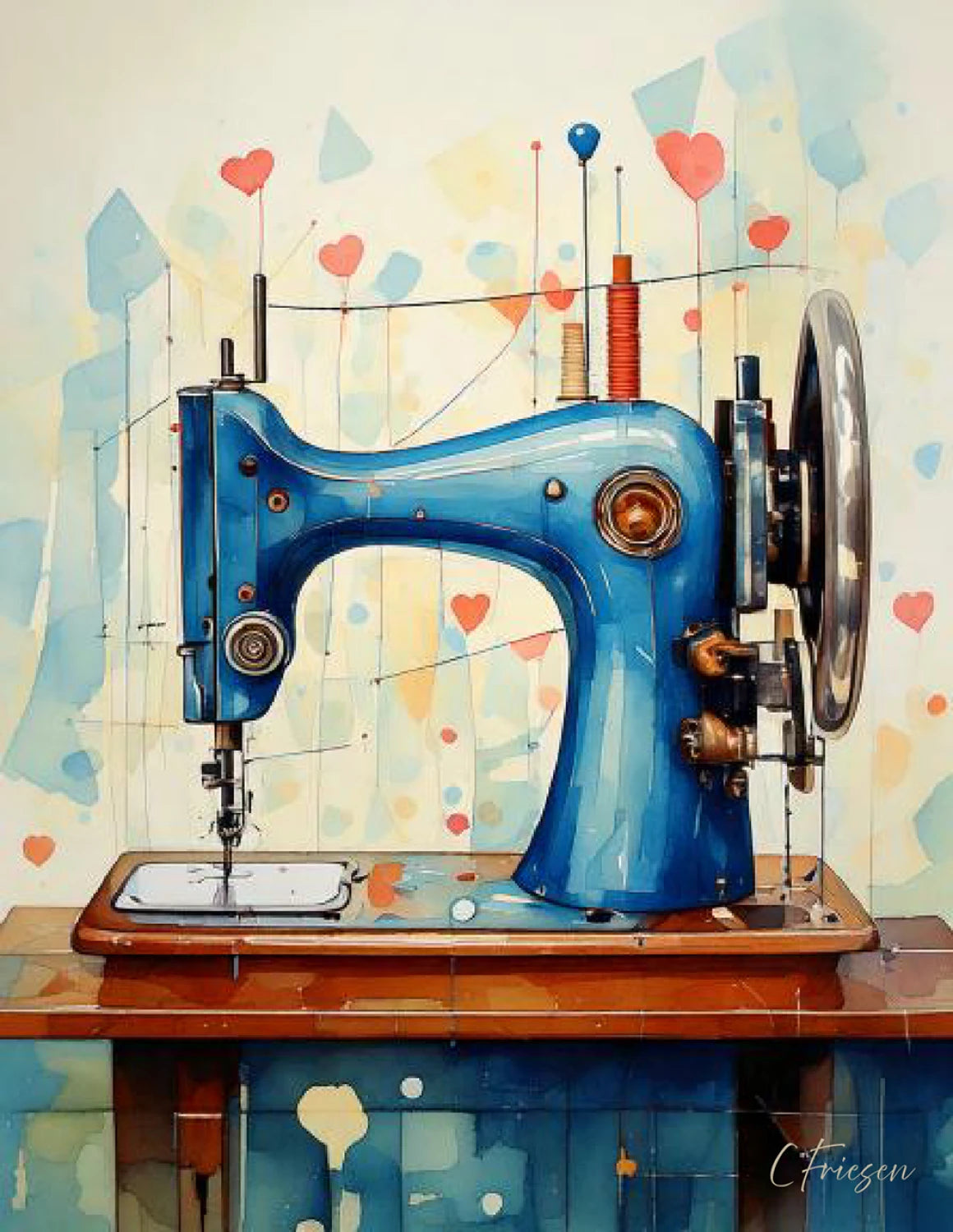 Vintage Singer Greeting Card: Backstory Blue Card